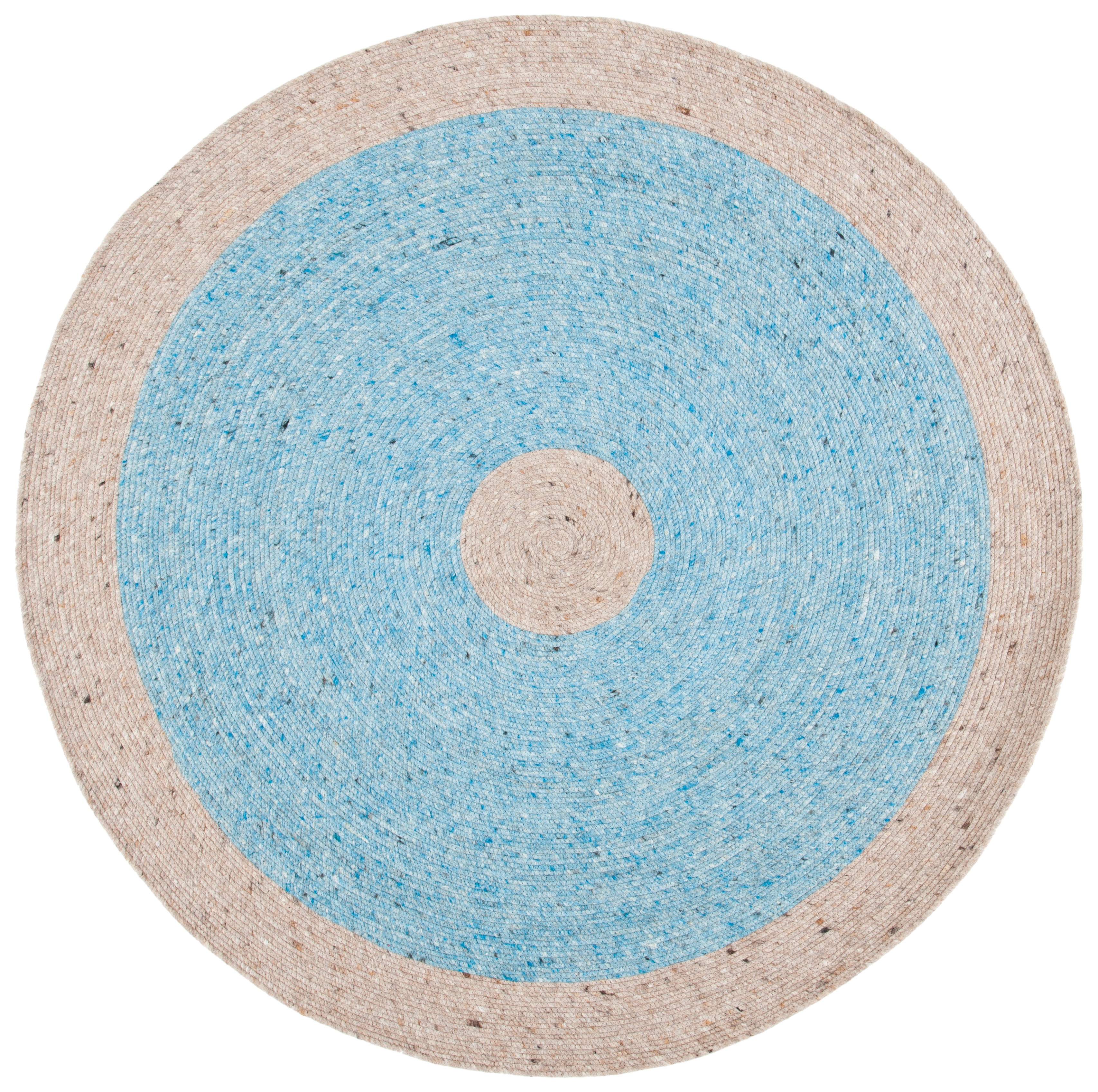 SAFAVIEH Braided Simon Bordered Reversible Area Rug, Blue/Beige, 6' x 6' Round