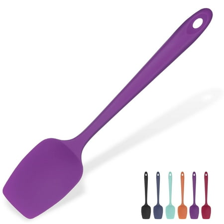 

U-Taste 600ºF Heat Resistant 11.38in Silicone Spoon Spatula Non-Stick High Temp Cooking Baking Mixing Silicon Spoonula Flexible Kitchen Bowl Rubber Scraper for Nonstick Cookware (Purple)