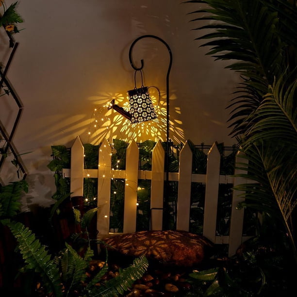 Lámpara de hervidor de agua al aire libre de jardín con luz de cadena de regadera solar (con soporte) Wdftyju Para estrenar