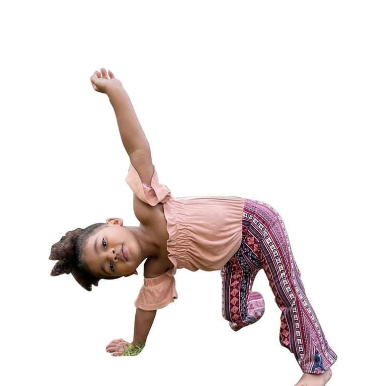 Daisy Del Sol Little Girls Boho Bell Bottom Stretch Legging Flared Soft  Yoga Pants Toddler Childrens Kids 2T-5T