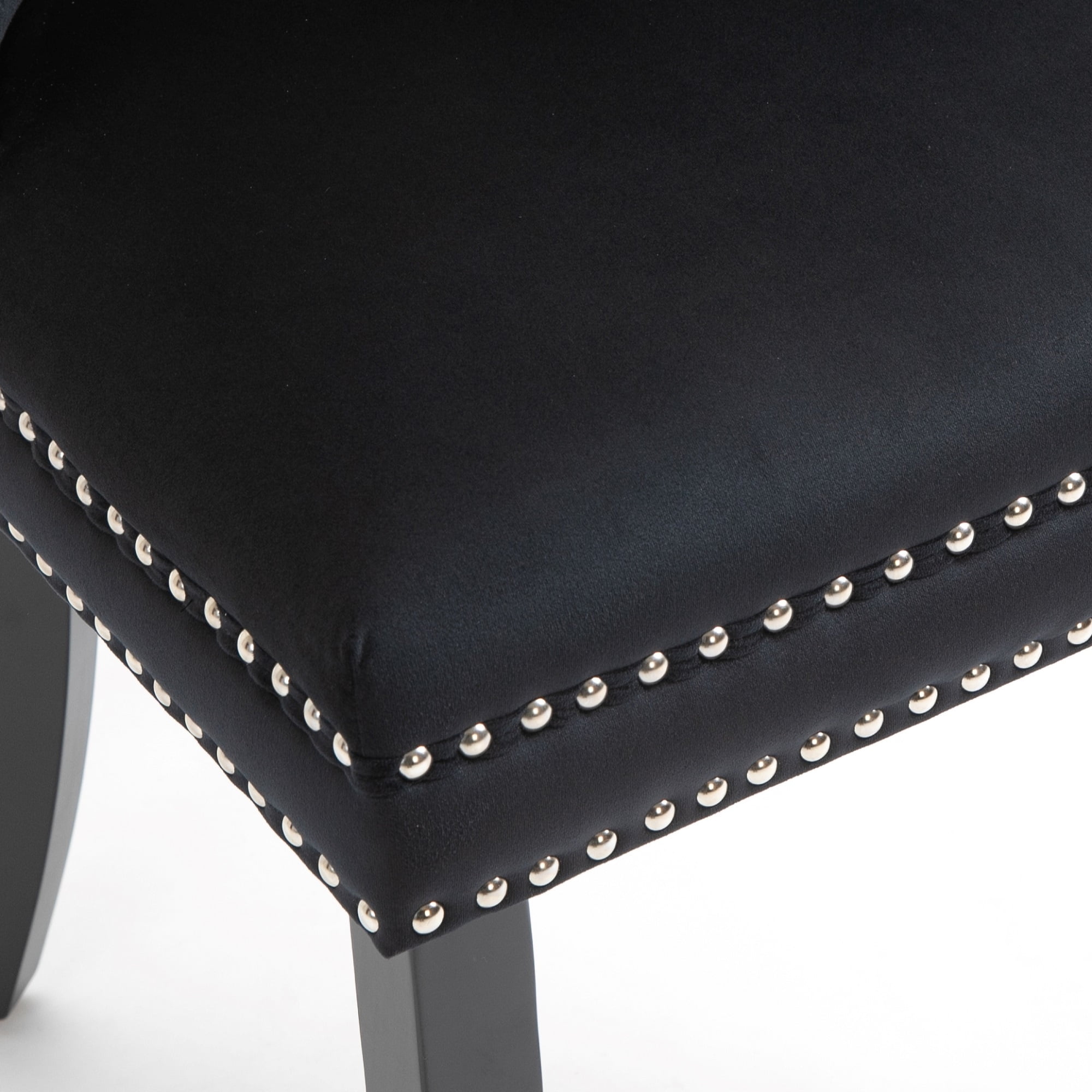 Rhomtree Contemporary Wood Tufted Dining Side Chairs, Black (Set of 4)