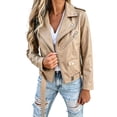 thumbnail image 2 of Aimik Women's Faux Leather Moto Jacket Classic Asymmetrical Zip-Up Biker Coat with Belted Waist and Pockets Slim Fit Fall Outerwear, 2 of 6