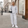 thumbnail image 3 of SUNBS 2 Piece Outfit for Women Lounge Sets Hooded Half-Zip Sweatshirt Jogger Sweatpants Workout Sweatsuit, 3 of 9