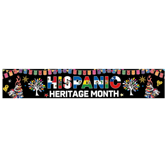 Multicolor Banner Hispanic Heritage Decorative Polyester Light Design Celebration for Cultural Event Party Indoor
