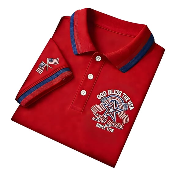 WAYUTE Mens Polo Shirts 250th Anniversary USA Shirt Patriotic Short Sleeve Graphic Print Collared Independence Day Trendy Casual Summer
