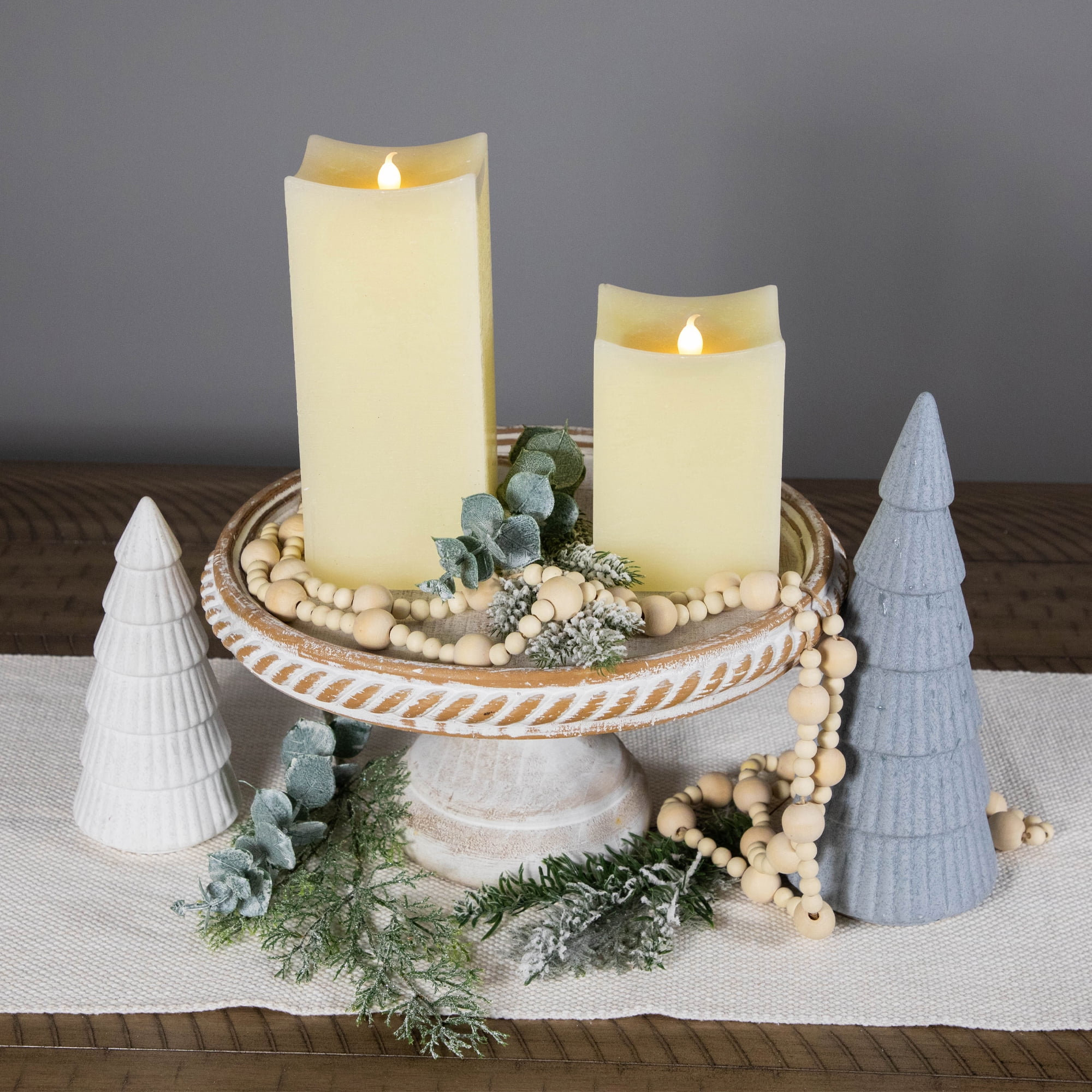 Northlight LED Flickering Flameless Wax Rectangular Candles - 8" - Cream - Set of 2