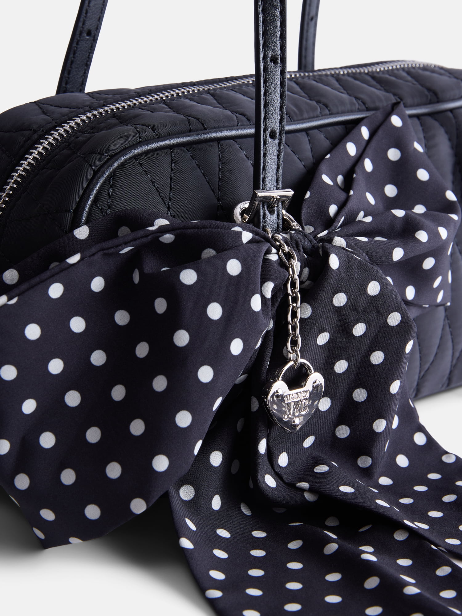 Madden NYC Women's East West Bowling Bag, Black Quilted