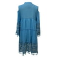 thumbnail image 5 of Lilgiuy Women Loose Casual Solid Lace Embroidery Patchword Dress V-Neck Dress, 5 of 5