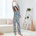 thumbnail image 5 of FORMRS Womens Pajama Set Long Sleeve Top and Pants with Pockets Soft Comfy Lounge Sleepwear, Sizes S-2XL, Blue Cute Train Pattern, 5 of 7