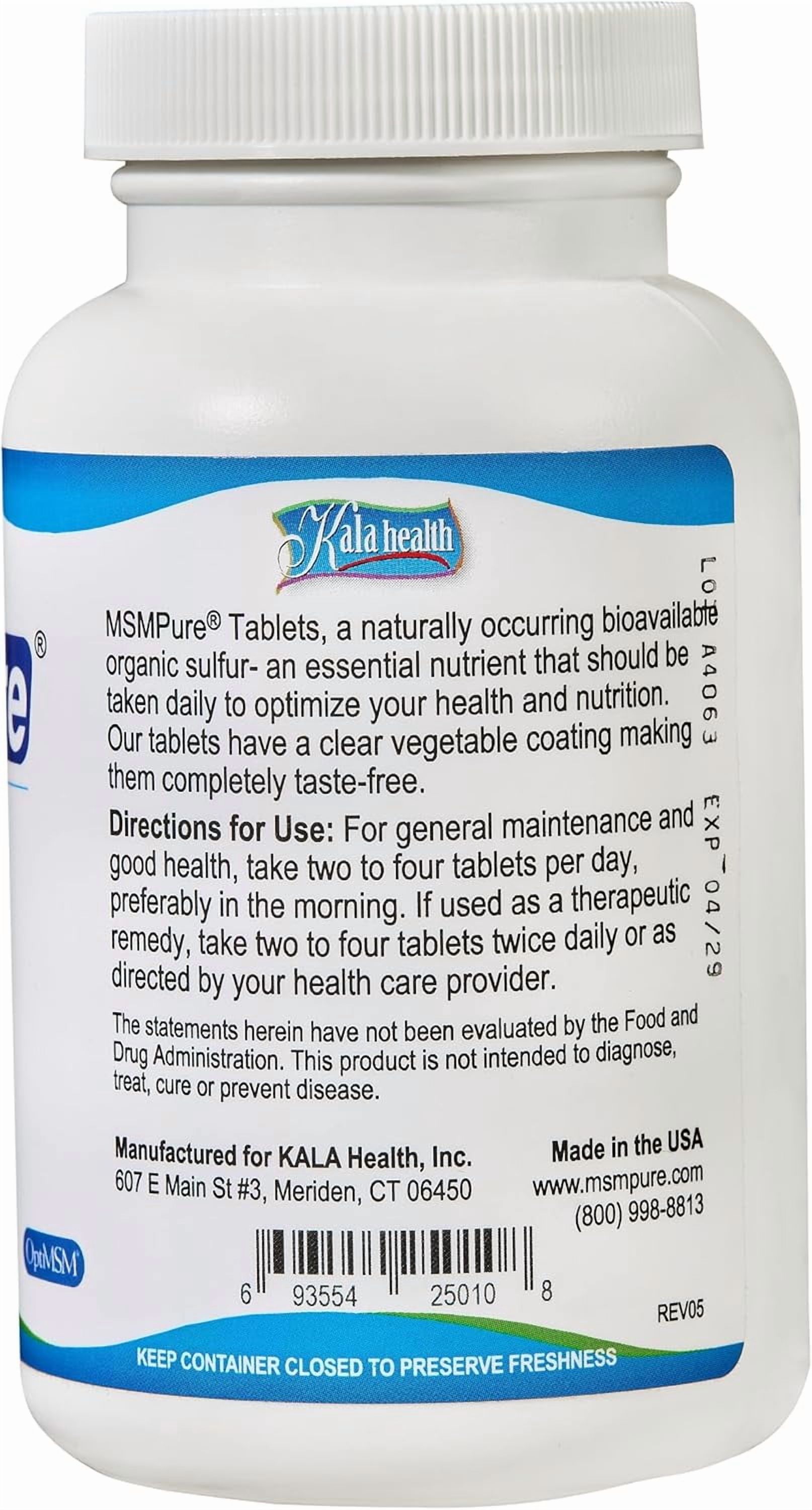 Kala Health MSMPure Advanced Joint Support Tablets with Glucosamine, Chondroitin, MSM & Ester-C, 120 Count, Healthy Mobility