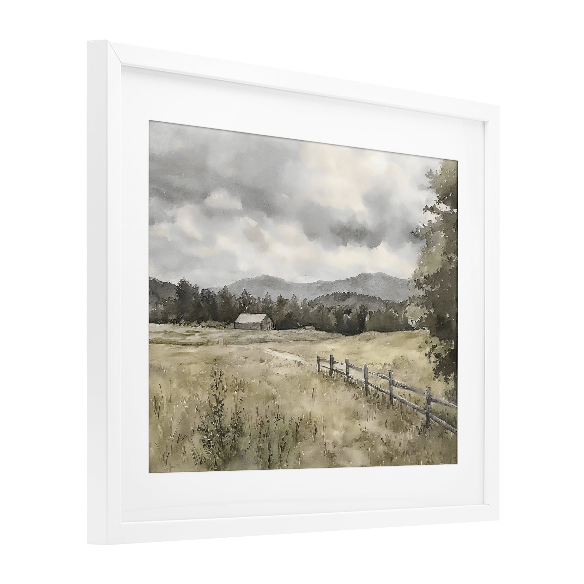 Stupell Industries Muted Valley Cottage White Framed Print Under Glass, design by Riley B