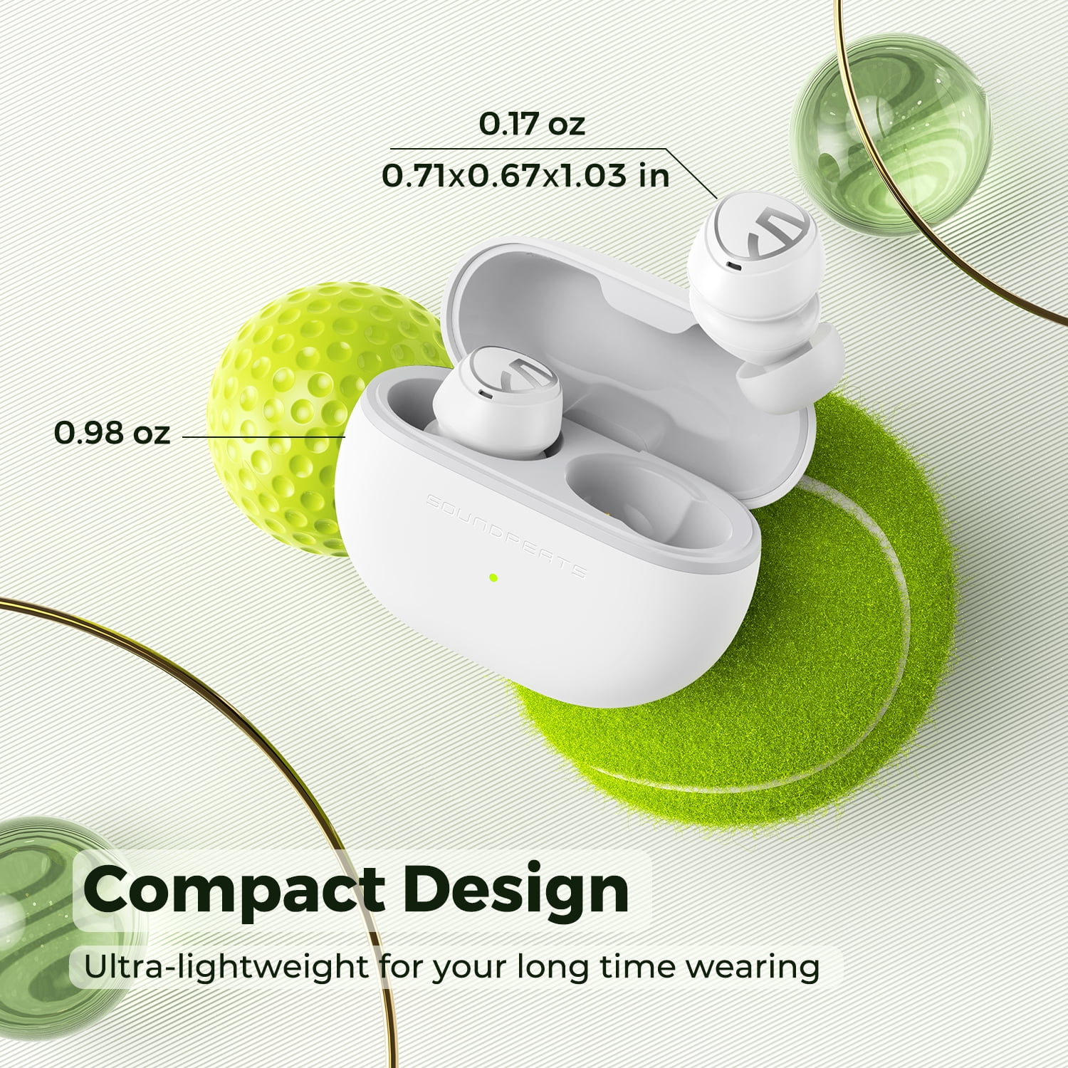 SOUNDPEATS Mini Pro ANC Wireless Earbuds Bluetooth Headphones in-Ear Stereo Earphones,White