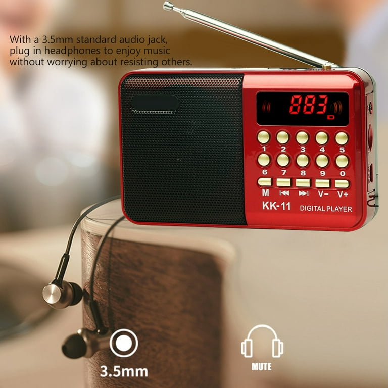  Speaker, Rechargeable Radio Portable FM Radio with Speaker, USB,  Memory Card Slot, 3.5mm, MiniUSB : Electronics