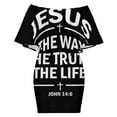 thumbnail image 6 of Jesus Is The Way The Truth And The Life Women's Off The Shoulder Ruffles Summer Wedding Guest Loose Casual Party Beach Dress, 6 of 9