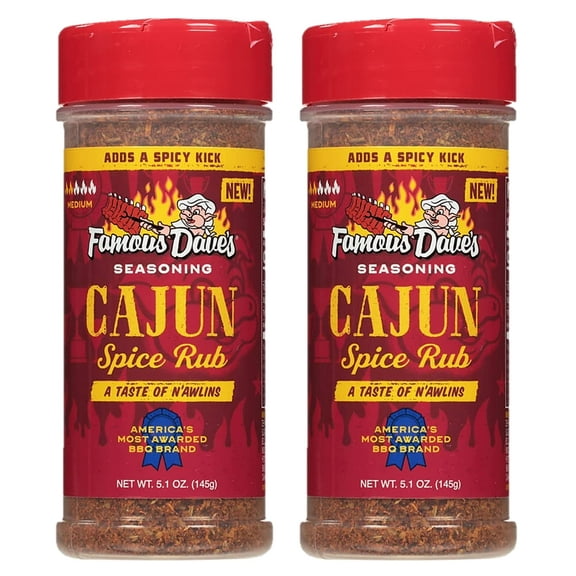 Famous Dave's Seasoning, 5 NG01 Ounce Pack of 2, Cajun Spice Rub, Medium Heat Rub for Beef, Chicken, Veggies, Seafood