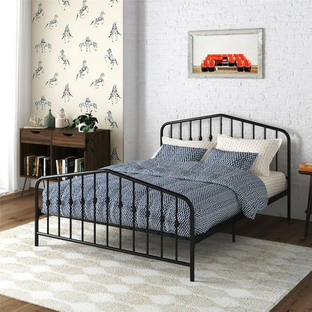 Novogratz Bushwick Metal Platform Bed and Adjustable Frame, Queen, Black