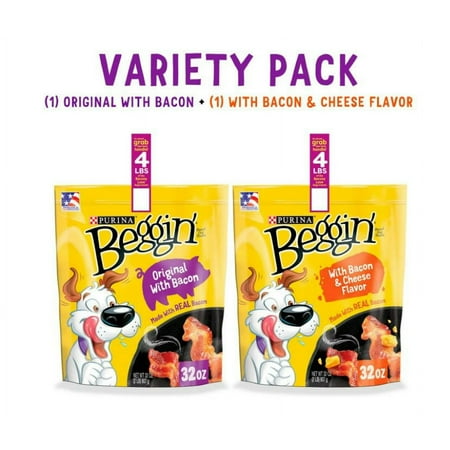 Purina Beggin' Strips Real Meat Dog Treats, Bacon & Bacon + Cheese Flavors (32 oz., 9 pk.)