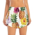 thumbnail image 2 of Xecao's Hawaiian Pineappl for a double-layer running short for women, perfect for gym, tennis, and more, featuring a convenient pocket., 2 of 9