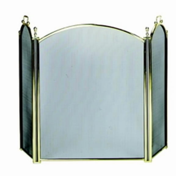 Uniflame Large 3 Fold Arched Iron Fireplace Screen With Woven Mesh - 54"Wx34"H