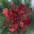 thumbnail image 1 of Navidad Poinsettia Glitter Flower Árbol de Navidad Decoración colgante Adorno de fiesta-10 piezas-Rojo oso de fresa Electrónica, 1 of 2