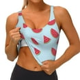 thumbnail image 4 of Fotbe Watermelon Pattern Womens' Sports Bra Longline Wirefree Padded with Medium Support Sports Moisture-Wicking Workou Vest,Tank Top-X-Large, 4 of 9