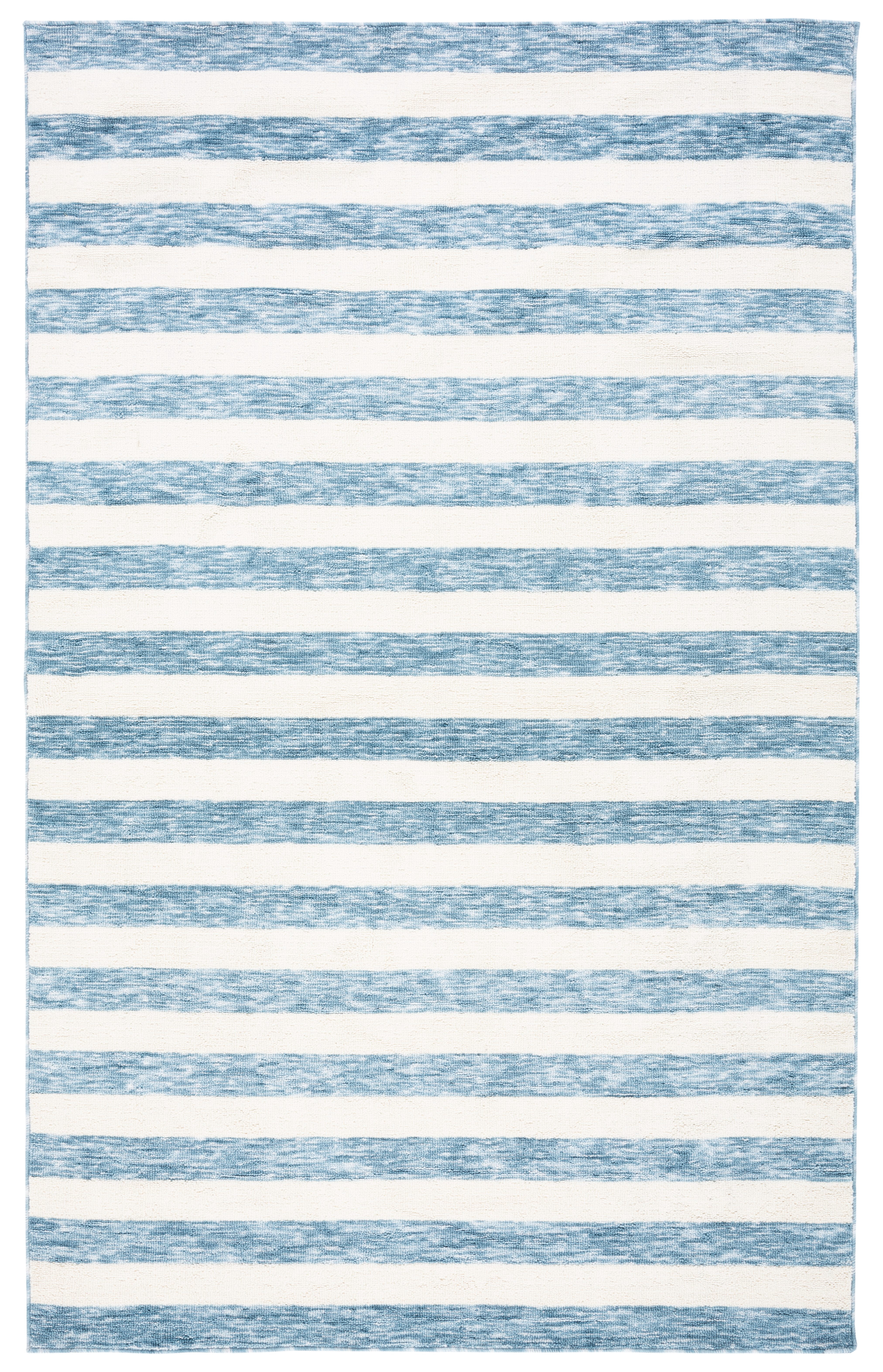 Safavieh Easy Care Fergal Striped Polyester Machine Washable Area Rug, Light Blue/Ivory, 4' x 6'