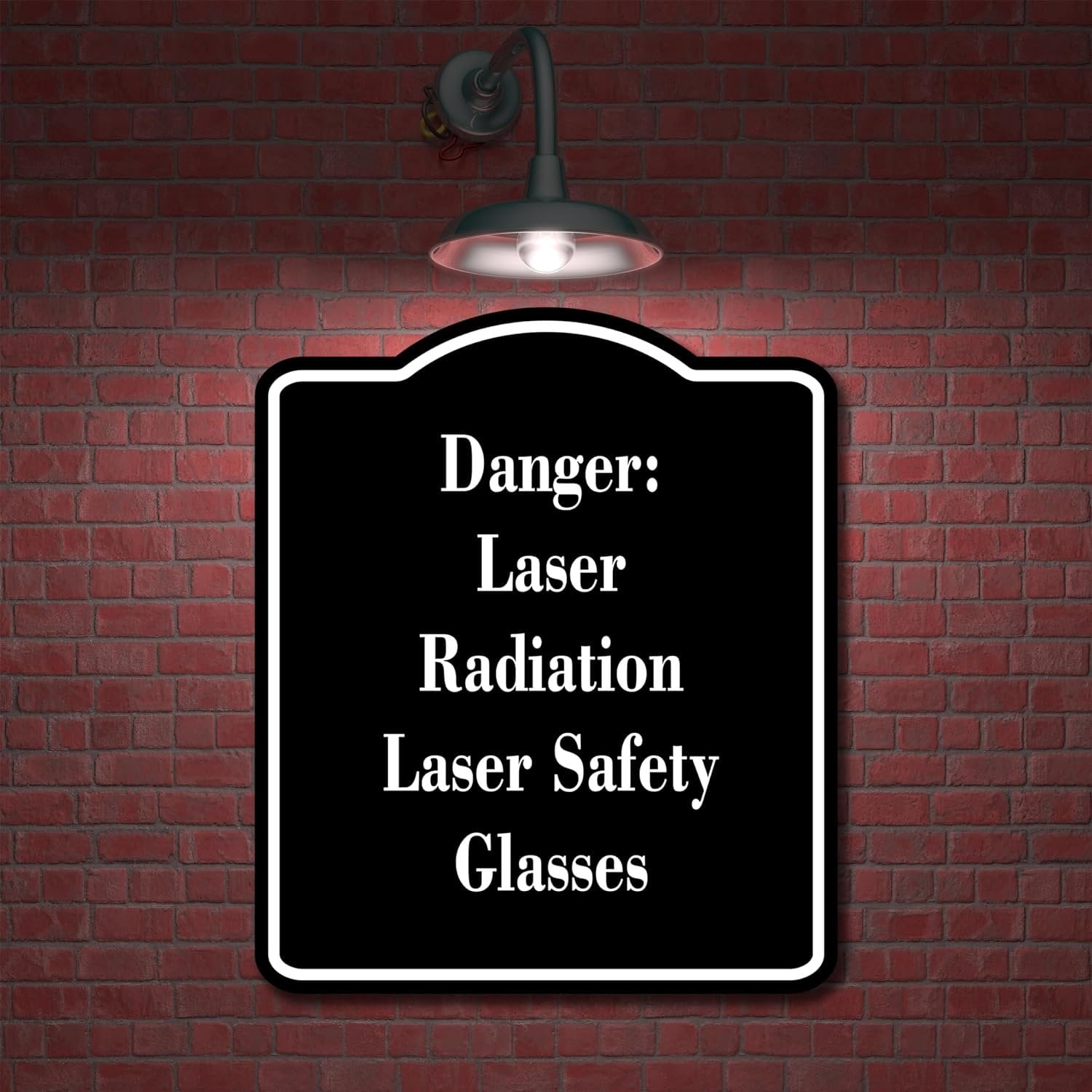Danger Laser Radiation Laser Safety Glasses BLACK Aluminum Composite Sign 20''x24''