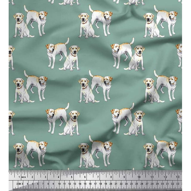 Soimoi Rayon Fabric Labrador Dog Print Fabric by Yard 42 Inch Wide