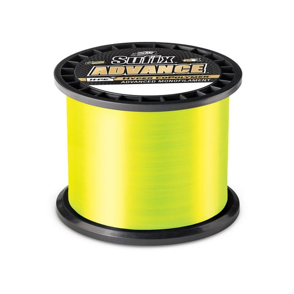 Sufix 604 Advance Monofilament Fishing Line, 1200 Yd Spool, 4 lb Neon Lime