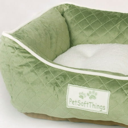 Pet Soft Things Microplush Quilted Dog Bed With Removable Pillow