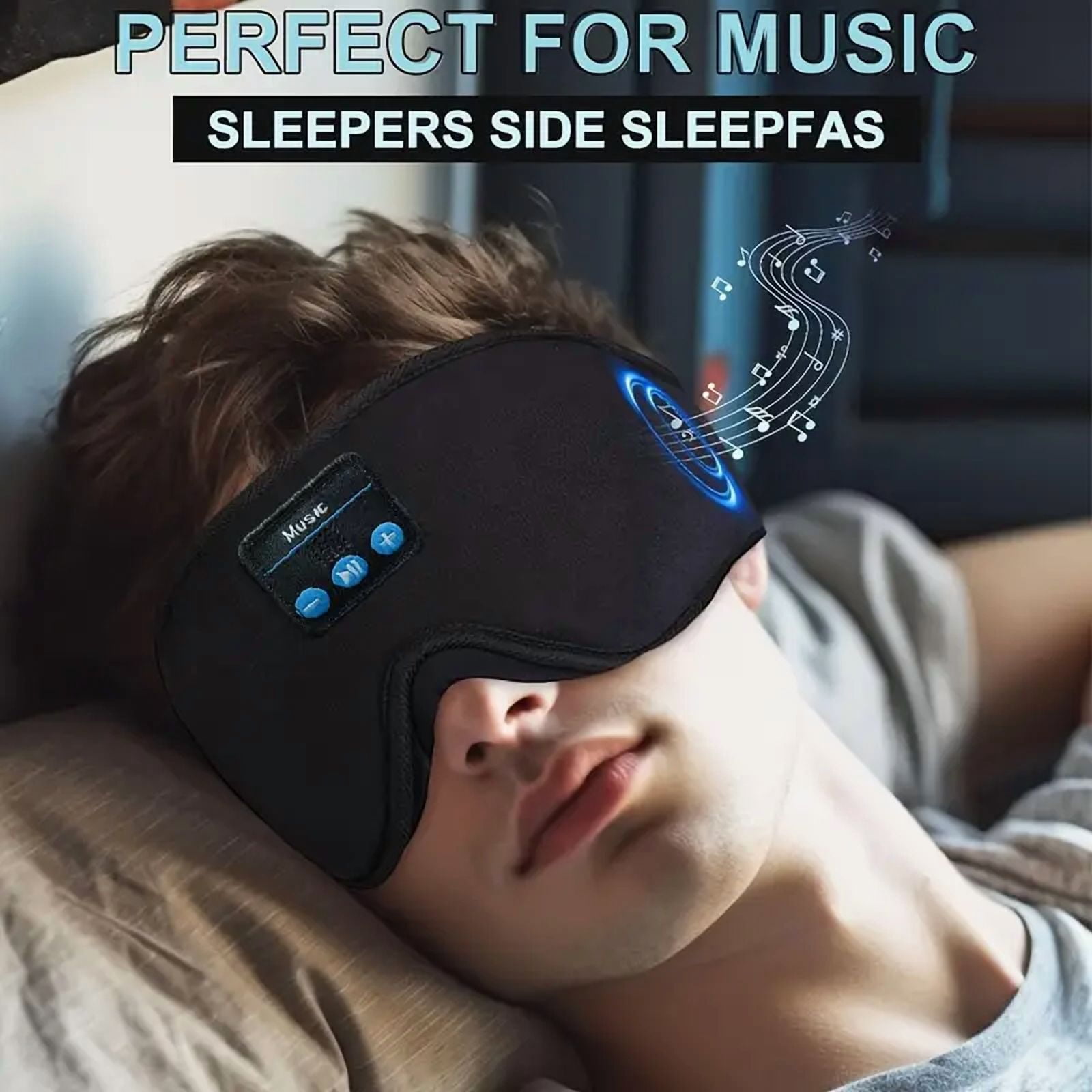 3D Sleep Mask with Bluetooth Headphones,Sleep Headphones Breathable Sleeping Headphones for Side Sleepers Best Gift and Travel,Blue