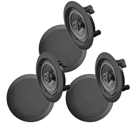 Pyle In Wall and In Ceiling Dual 6.5" Speaker System w/ Flush Mount, 3 Pack