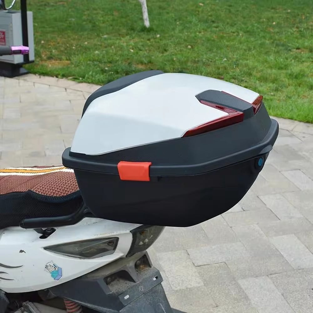 Motorcycle Rear Top Box, Waterproof Motorcycle Scooter Tail Box Trunk Luggage Box, Large Capacity Lockable Carrier Case For Helmet Luggage Storage