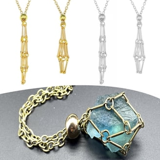 Hexagonal Chakra Crystal Pendant Necklace Set - Pointed Gemstone Quartz Necklaces & Earrings, Stainless Steel