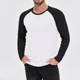 thumbnail image 2 of MOJOGO Color Block Tops for Men Strenchy Long Sleeve Pullover Tops T-Shirts Cozy Lounge Casual Wear M, 2 of 5