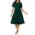 thumbnail image 1 of Vestido plisado A-Line de manga corta para mujer Inspire Chic, vestido midi para el trabajo, color verde, 1 of 4