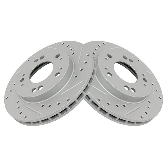 TRQ Performance Disc Brake Rotor Drilled & Slotted G-Coated Front Pair
