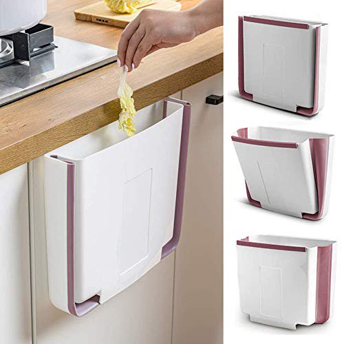 Chivenido Hanging Trash Can Collapsible Kitchen Waste Bins Cabinet Mounted Trash Cans 16l Garbage Bins With 50pcs Plastic Trash Bags Cabinet Bin For Kitchen Bedroom Bathroom Office Car Purple Walmart Com