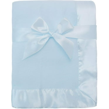 American Baby Company Fleece Blanket 30 X 40 with 2 Satin Trim, Blue, for Boys and Girls 30x40 Inch (Pack of 1) Blue