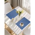 thumbnail image 5 of Dark Blue Morocco Placemats Set of 6, Ethnic Abstract Geometric Quatrefoil Grid Placemats for Dining Table, Place Mats for Kitchen Tabletop, Waterproof Wipeable Dining Table Mats Set, 5 of 9