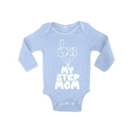 Awkward Styles I Love my Step Mom Baby Bodysuit Long Sleeve Cute Baby One Piece I Love my Mommy Baby Bodysuit Best Mother Ever Bodysuit Long Sleeve Cute Gifts for Step Parents Babies