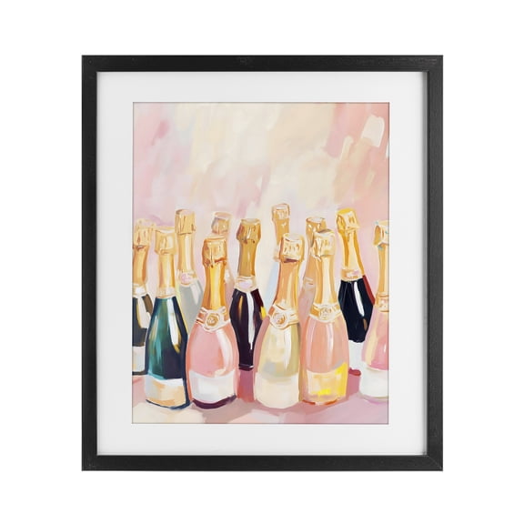 Stupell Industries Blush Champagne Bottles Collection Black Framed Print Under Glass, design by The Prints Vibe