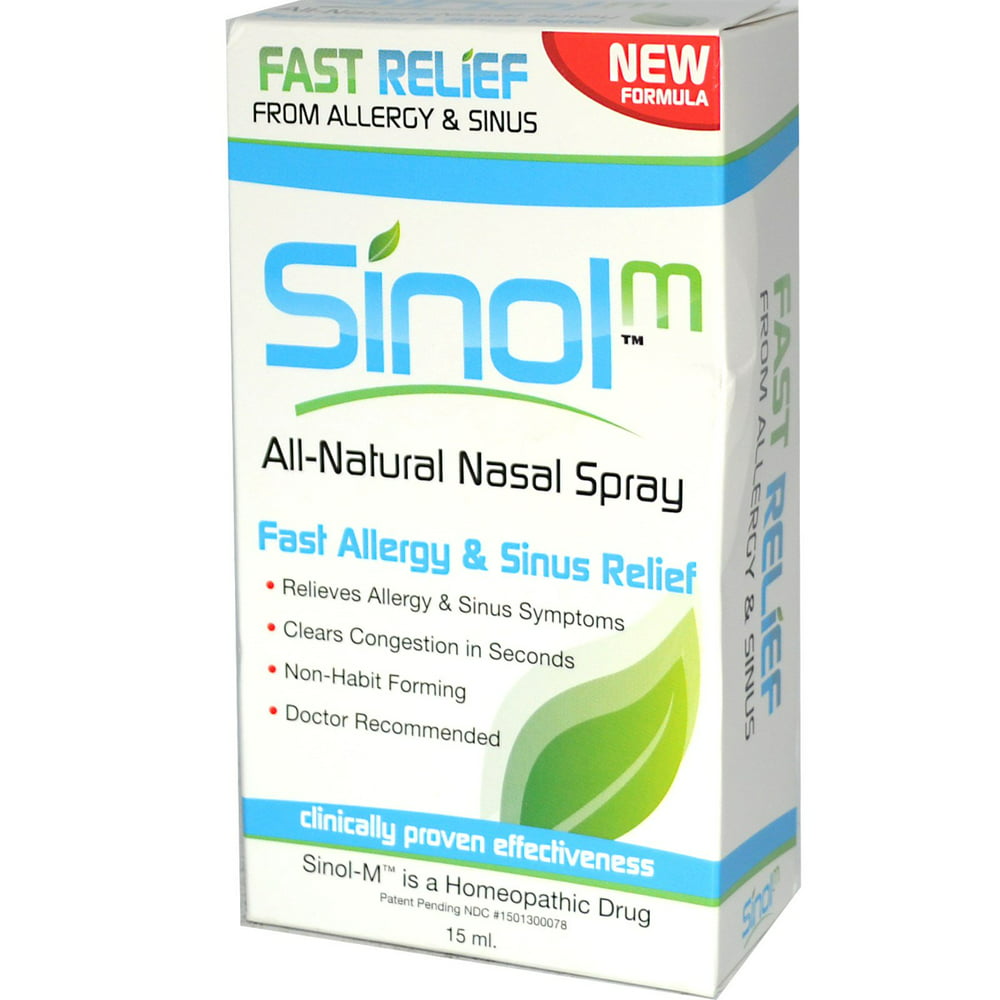 Sinol All Natural Nasal Spray Fast Allergy Sinus Relief 15 Ml 