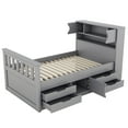 thumbnail image 4 of Euroco Wood Twin Size Platform Bed with Storage Headboard, Captain Bed with 4 Drawers, Bookcase and Cabinets, Gray, 4 of 14