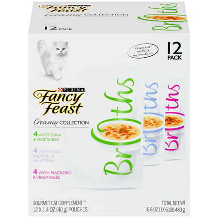 Fancy Feast Wet Cat Food Complement Variety Pack, Broths Creamy Collection - (36) 1.4 oz.