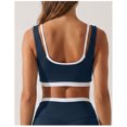 thumbnail image 4 of PISONIC Women 2 Piece Two-Piece Contrast Trim Yoga Set, Double Strap Square Neck Padded Sports Bra & High Waist Butt Lifting Full Length Leggings, Workout Gym Activewear Outfit, 4 of 8