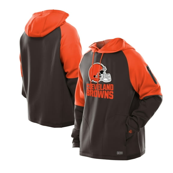 Men's New Era Brown Cleveland Browns Combine Authentic Color Block Raglan Pullover Hoodie