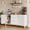 White, variant on Oxirth 59" Buffet Cabinet with Storage, Mid-Century Modern Walnut Sideboard Credenza, Kitchen Dining Room Console Table Coffee Bar with 3 Drawers, Fluted Doors & Adjustable Shelves