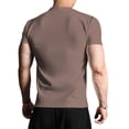 thumbnail image 3 of Men's Slim Fit Shirts Short Sleeve Workout Gym T-Shirt Running Tops Cool Quick Dry Sports Base Layer Athletic Undershirts Coffee, 3 of 4