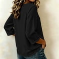 thumbnail image 6 of yoeyez Womens 3/4 Sleeve Length Tops Cotton Gauze V Neck Tshirts Casual Loose Fit Classic Tunic Tee Fall Fashion 2026 Going Out Top Black,XL, 6 of 6